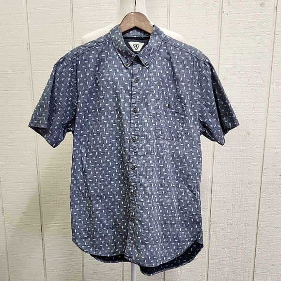 VISSLA Men's Blue Patterned Cotton Button-down Collared Shirt Casual XL - Picture 1 of 10